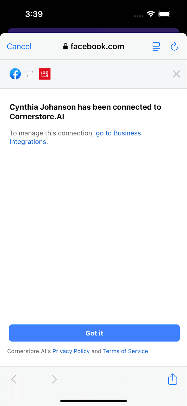 Account selection screen